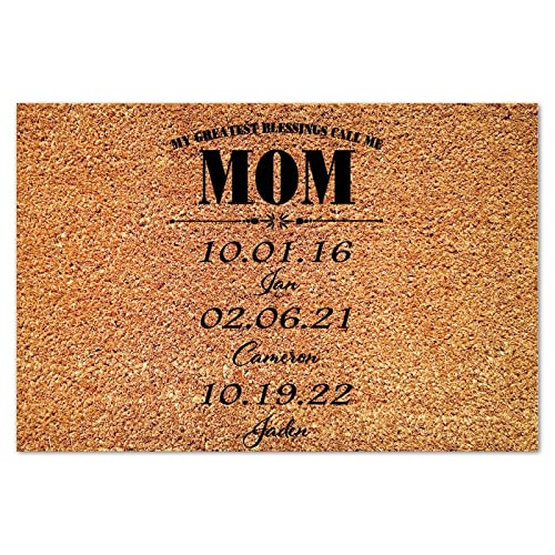 My Greatest Blessing Call Me Mom Coir Mats Family Love Door Mats Rustic Thick Durable Non Slip Welcome Mat for Garage Patio High Traffic Areas New Home Gift 16x24in