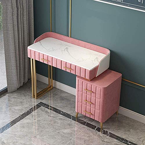 Luxury Dressing Vanity Table w/Stool for Bedroom, New Nordic Light Luxury Dressing Table Bedroom Modern Minimalist Storage Cabinet Mini Small Makeup Table(Style 1 (120cm))