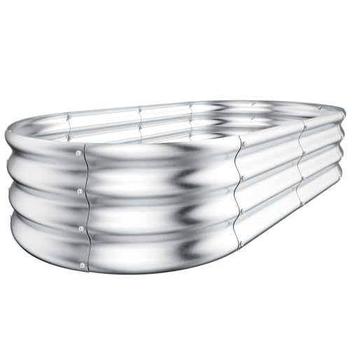 HOOPLE 6 * 3 * 1FT 2Pack Galvanized Raised Garden Bed Kit Raised Garden Boxes Outdoor Planter, Oval Large Metal Raised Garden Beds for All Plants (2PACK, 6 * 3 * 1FT)