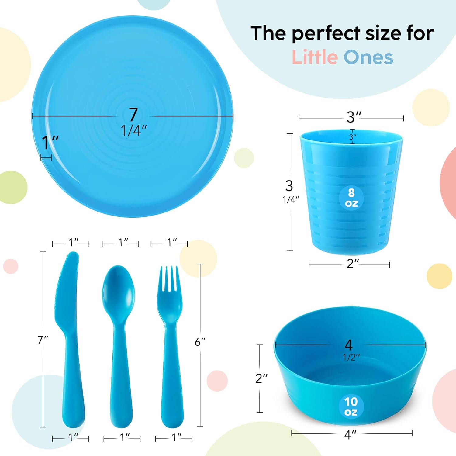 Kids Plastic Dinnerware Set - 36 Pc Reusable Children's Dinner Set Microwave/Dishwasher Safe BPA Free Toddler Dishes Dinnerware Set Includes Kids Plates and Bowls Kids Cups & Flatware.