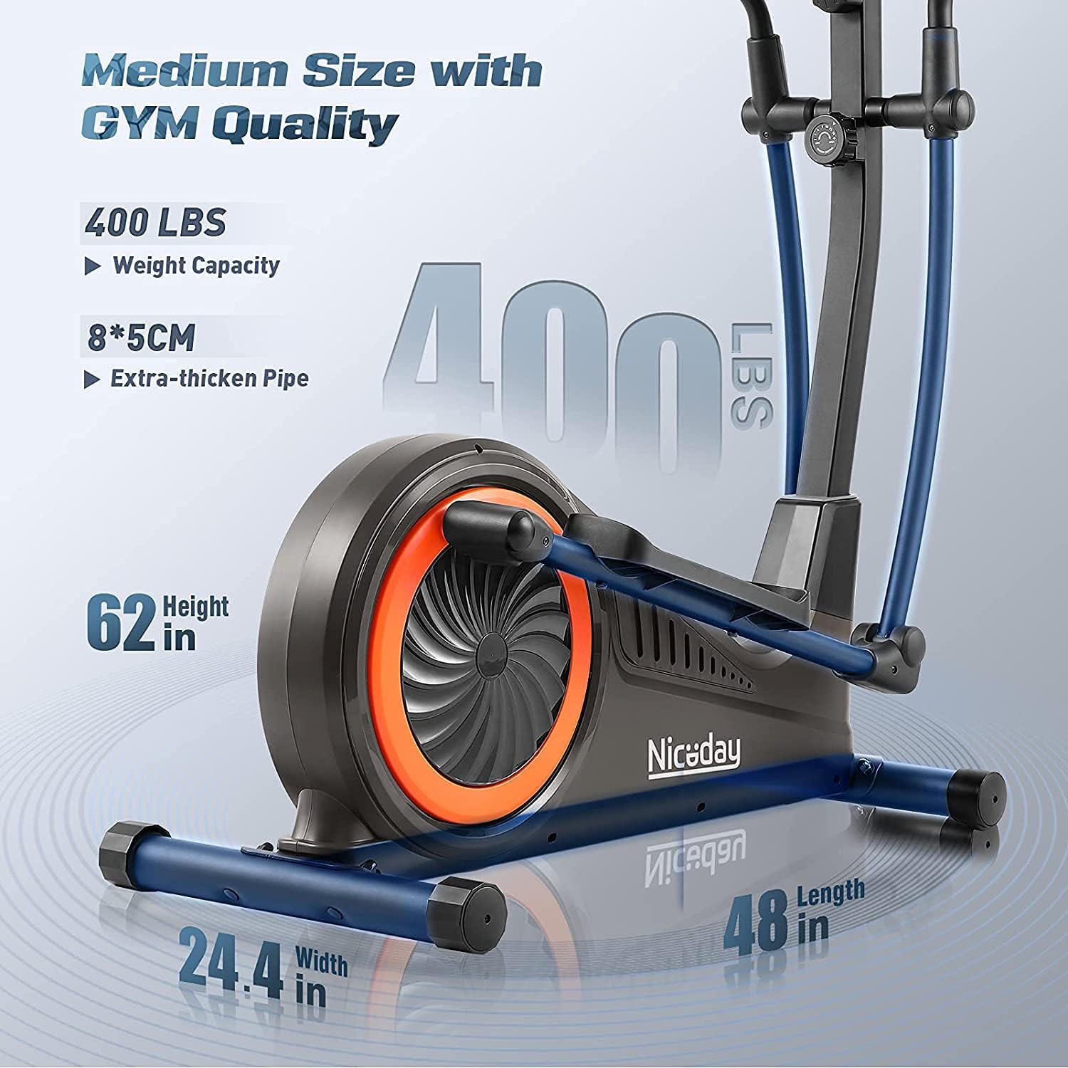 Niceday Elliptical Machine & Recumbent Exercise Bike,16 Resistance Levels and 400LB Weight Limit