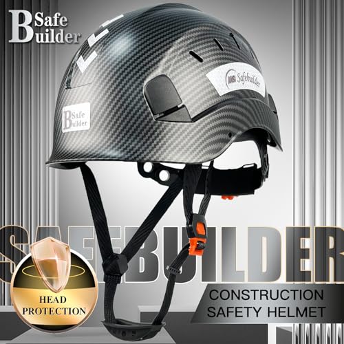 CR06X Industrial Safety Helmet ABS Hard Hat Vented Hardhats Carbon Fiber Pattern Construction Work Head Protection for Men Certified ANSI/ISEA Z89.1