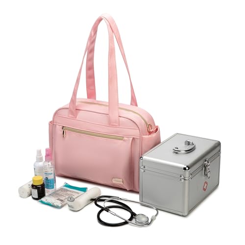 Rabjen Small Nurse Bag for Work with 13'' Laptop Compartment, Utility Laptop Tote Bag with Cup Holder