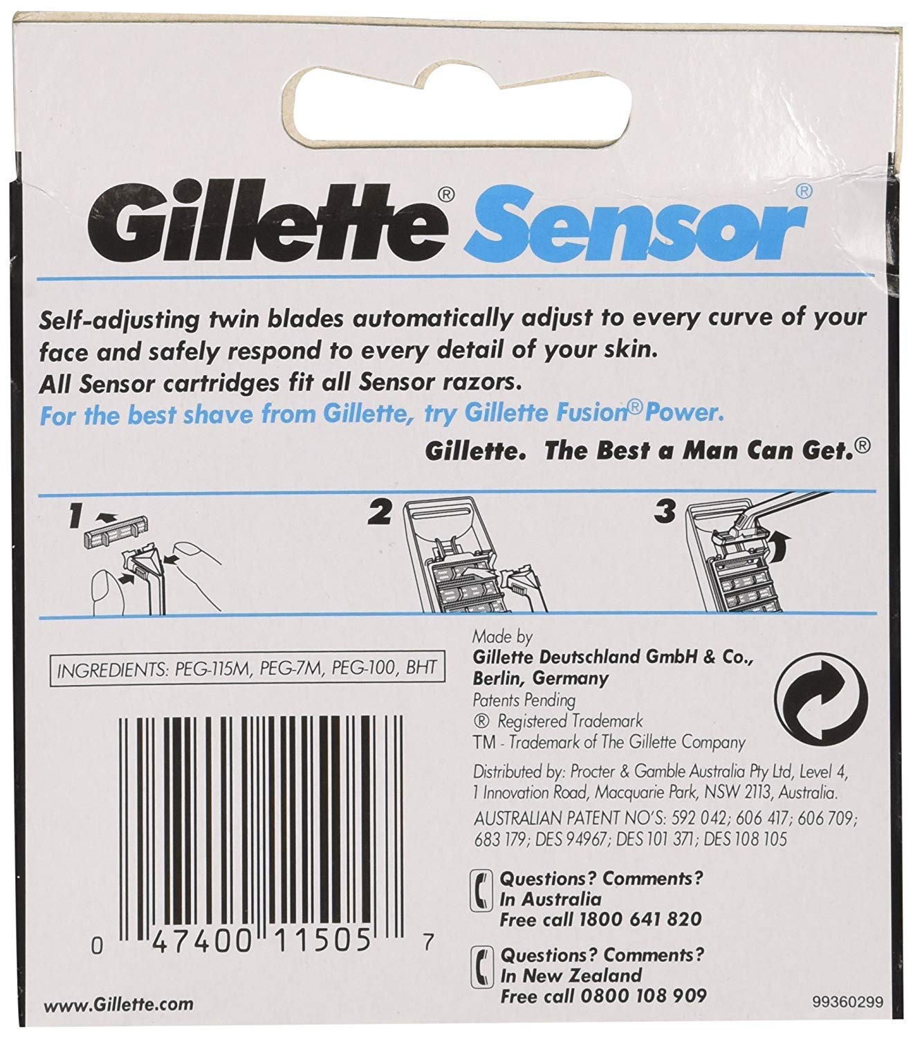 Gillette Sensor Razor Refill Cartridges 20 count (2x10 Pack)