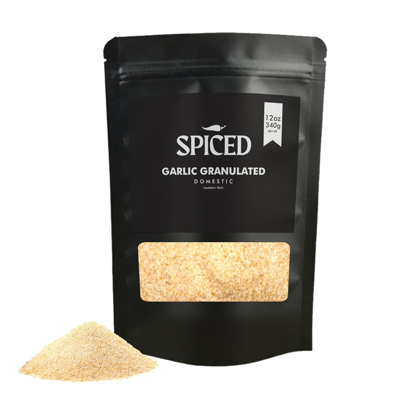 SPICED Granulated Garlic, 12oz of Garlic Granules Made from US Grown Garlic in Resealable Bag, Great for Everyday Cooking and Seasoning