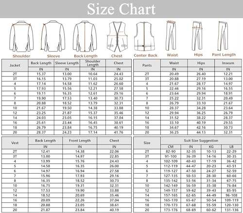 Boys Suits 5 Piece Formal Suit Set Slim Fit Formal Dress Clothes Ring Bearer Outfit for Kids