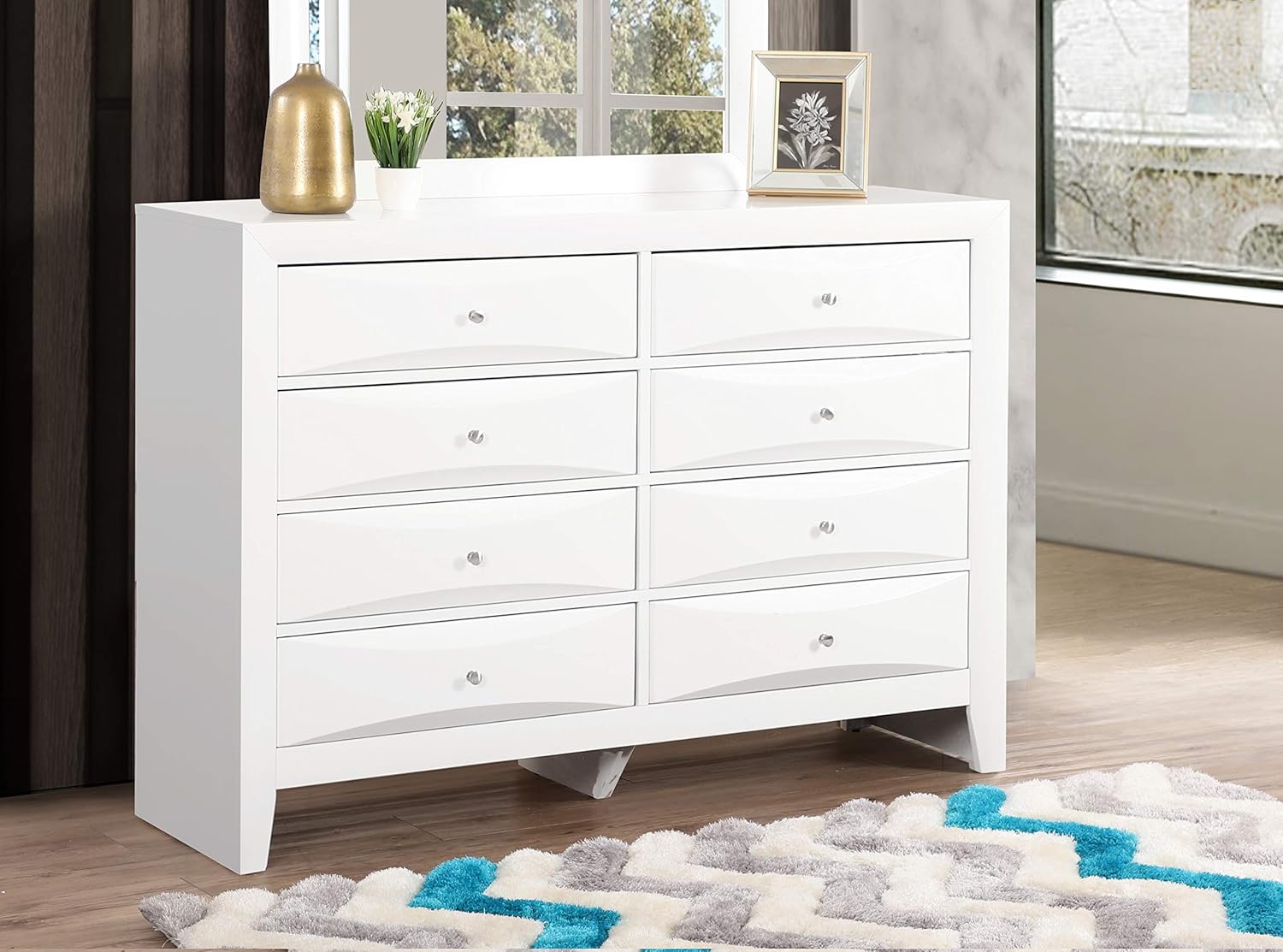Glory Furniture Marilla 8 Drawer Dresser in White