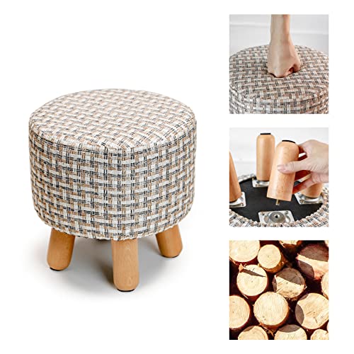 H&B Luxuries Fabric Round Padded Ottoman Foot Rest Stool