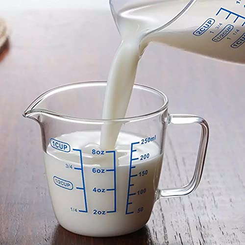 250ml 500ml Heat-resisting Glass Measuring Cup Milk Scale Microwave Measure Jug (250ml)