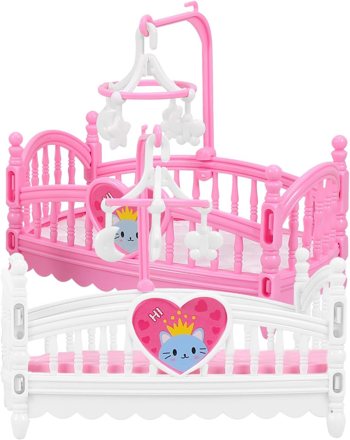 TOYANDONA 2Pcs Dollhouse Baby Crib,1:12 Mini Crib Toy Miniature Crib Model Mini Baby Bed Crib Cradle for Miniature Dollhouse Furniture Party Kit