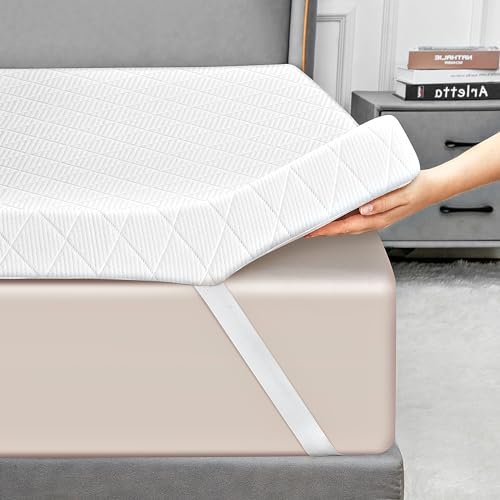 Mattress Topper Queen, 3 Inch Memory Foam Mattress Topper Queen Size, Cooling Bed Topper Queen for Pressure Relief, Organic Bamboo Cover, BPA-Free Queen Size Mattress Pad