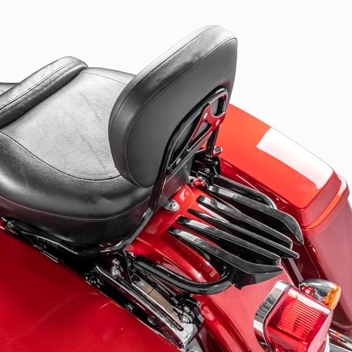 Invisible Style Two Up Luggage Rack Compatible with 2009-2024 Harley Touring Street Glide Road Glide Road King Electra Glide Black