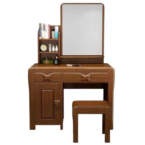 Vanity Desk Solid Wood Dressing Table, Modern Dressing Stool, Simple Small-sized Dressing Table, Multifunctional Dressing Table Combination Bedroom Makeup Table
