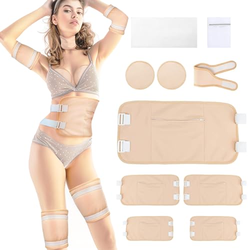 Castor Oil Pack Wrap - Organic Cotton Castor Oil Wrap Stomach Castor Oil Pack for Liver Detox Reusable Thyroid Castor Oil Neck Wraps (Khaki Castor Oil Pack Kit 6PCS)