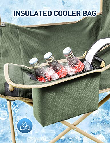 Canopy Beach Chair with Cooler, Beach Chair with Canopy Shade, Cup Holder, Side Pocket for Outdoors Sports, Beach, Camping, Tailgates, Fishing - Support 330 LBS