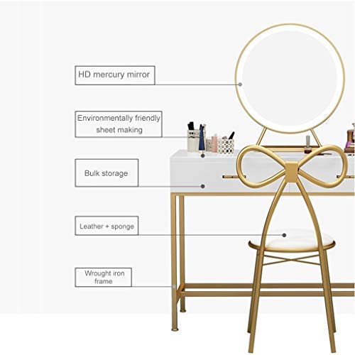 Vanity Table Set Dressing Table Set,Children's White Wooden Makeup Dressing Table with 3 Drawers (Style B 80 * 40 * 75cm)