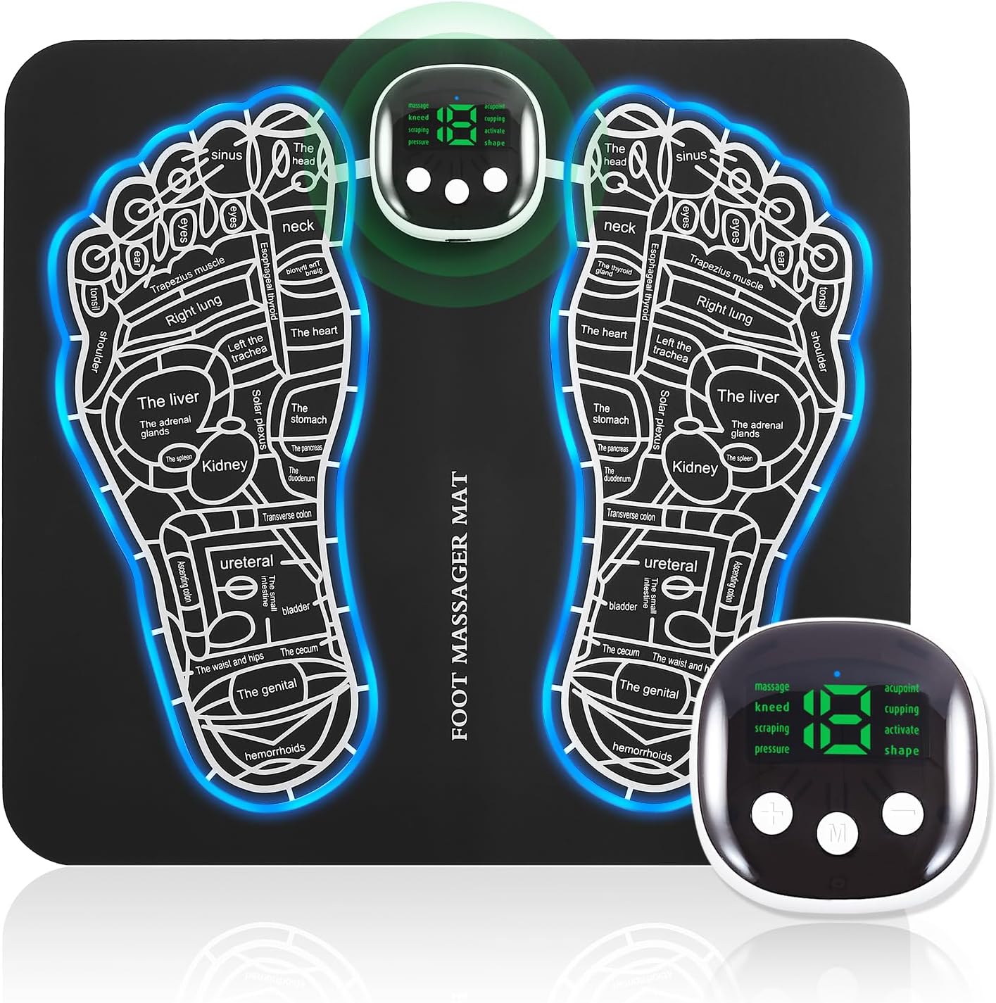 EMS Foot Massager Mat -Foot Massager Pad, Muscle Relaxation, Foldable Legs & Feet Massager Pad with 15 Modes,TENS (Mode:KTR-2493)