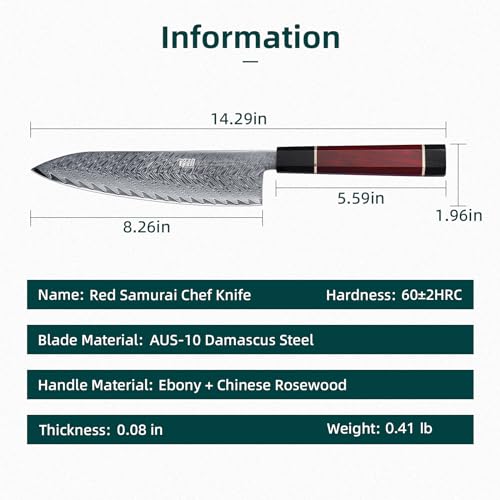 FINDKING 8 Inch Japanese Chef's Knife, Premium Damascus Steel Construction Kitchen Knife, Multifunctional Gyuto Knife, Exceptional Cutting Performance (Samurai Series)