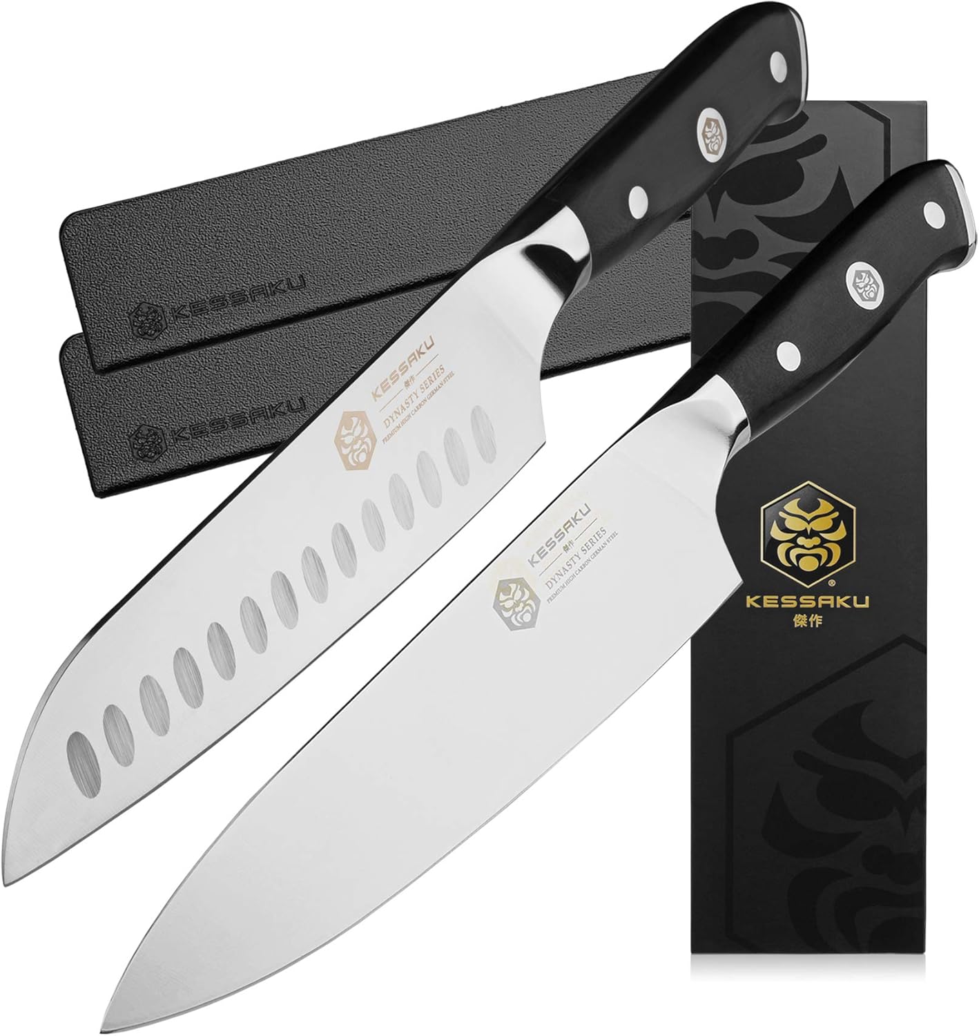 8-Inch Chef & 7-Inch Santoku Knife Set - Dynasty Series - German HC Steel - G10 Full Tang Handle