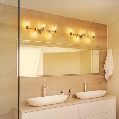 WUZUPS 5-Light Pendant Chandelier Light Frosted White Glass Shade with Grain Ceiling Lighting Elegant Modern Fixture Bathroom Kitchen Dining Room Entry Foyer, H 15.8