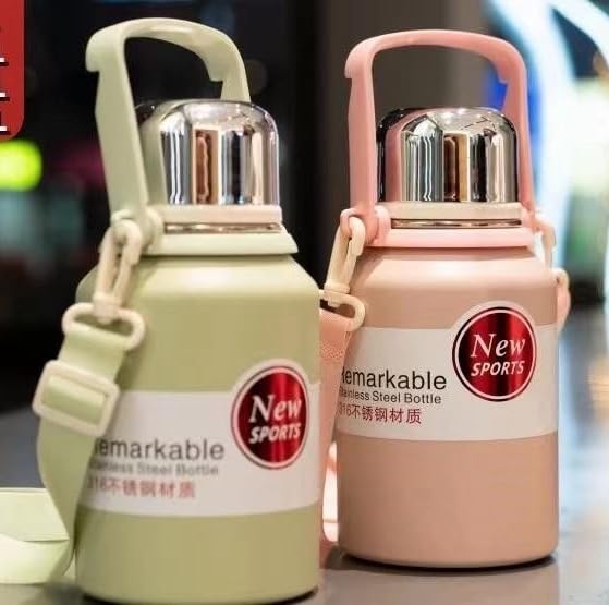 QuantumG - 1 Liter Stainless Steel Thermos | Cold & Hot for 12 Hours | Leakproof Lid Doubles as Cup | Dishwasher Safe (Pink), QG-1000-G, Medium