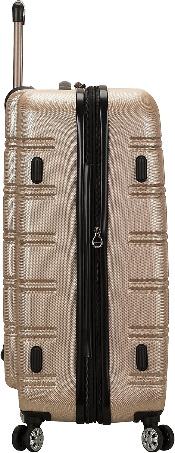 Rockland Melbourne Hardside Expandable Spinner Wheel Luggage, Champagne, Checked Large 28