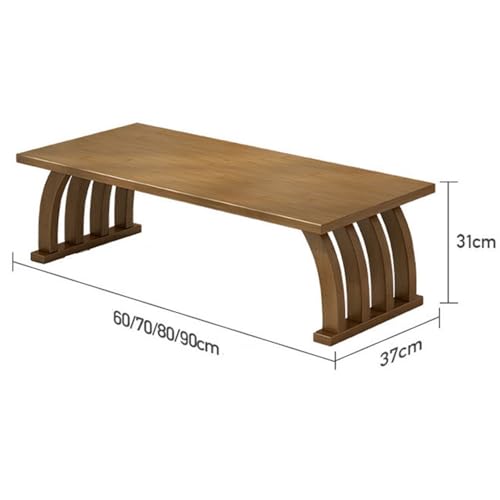 Japanese Styel Bamboo Coffee Table Folding Low Tea Table for Sitting on The Floor, Laptop Desk Vintage Meditation Altar Table Bed Serving Table Multifuncti on Solid Wood Table,80x37x31cm