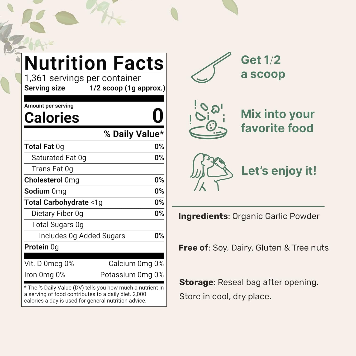 Organic Garlic Powder, 3lbs | Premium Source from Harvested Raw Allium Sativum Bulb |Culinary Grade | Great for Seasonings, Meats & Vegetables | Additive Free, Non-GMO, Bulk Supply