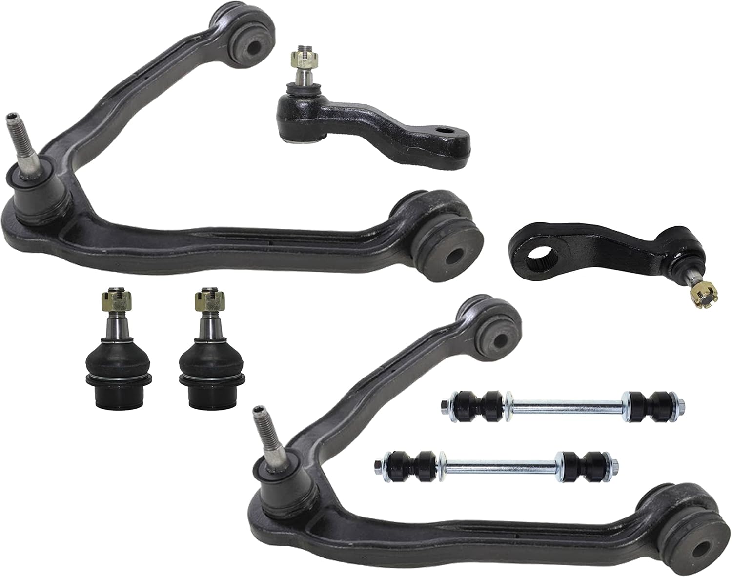 PartsW - 8 Pc Front Upper Control Arm, Sway Bar Links, Lower Ball Joints, Idler & Pitman Arms, Steering Suspension Kit Fits Cadillac Escalade/Chevrolet Avalanche/GMC Sierra