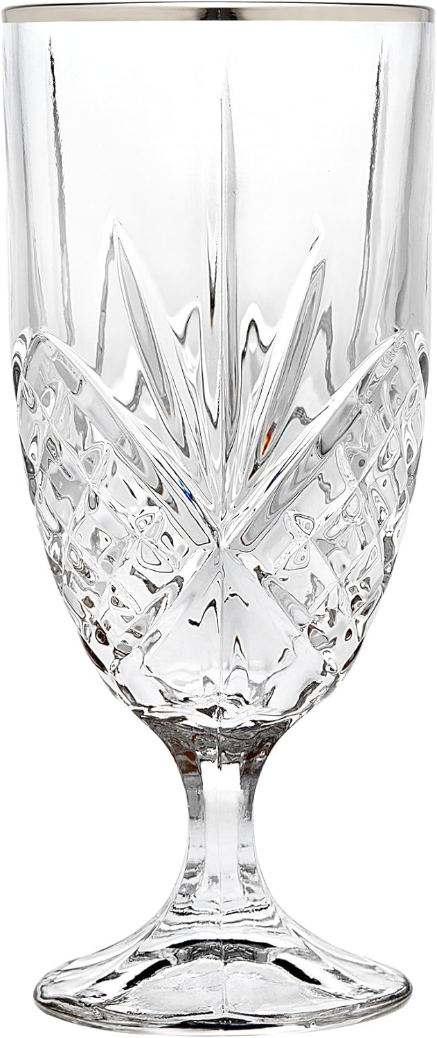 Godinger Iced Tea Beverage Glasses, Dublin, Platinum Rim, Set of 4