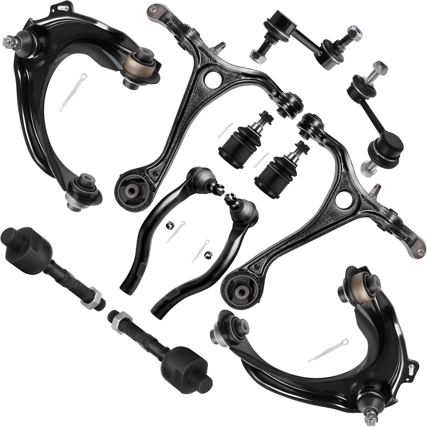 SCITOO 12pcs Front Suspension Kit 2 Upper Control Arm And Ball Joint 2 Lower Control Arm 2 Lower Ball Joint 4 Tie Rods 2 Sway Bars for ACURA TSX 2004-2008 for Honda for Accord Sedan Coupe 2003-2007