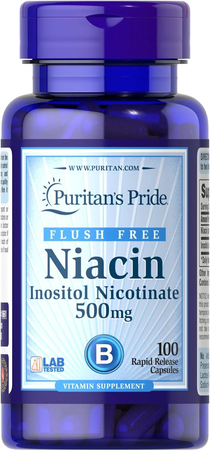 Puritan's Pride Flush Free Niacin 500 mg 100 Capsules