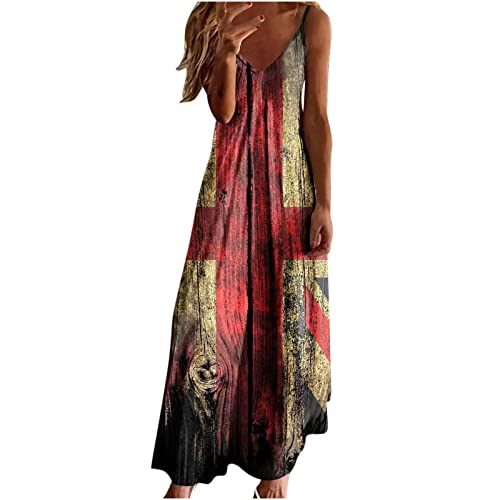 Summer Dresses for Women 2024 Casual Floral Spaghetti Strap Dress Sexy V Neck Long Maxi Dress Boho Beach Sun Dresses