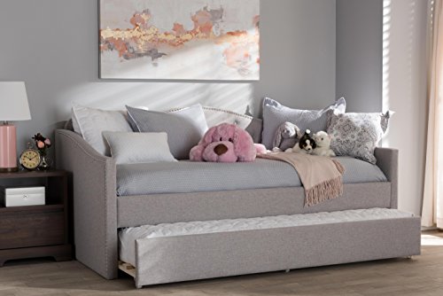 Baxton Studio Kaarina Fabric Daybed with Trundle, Twin