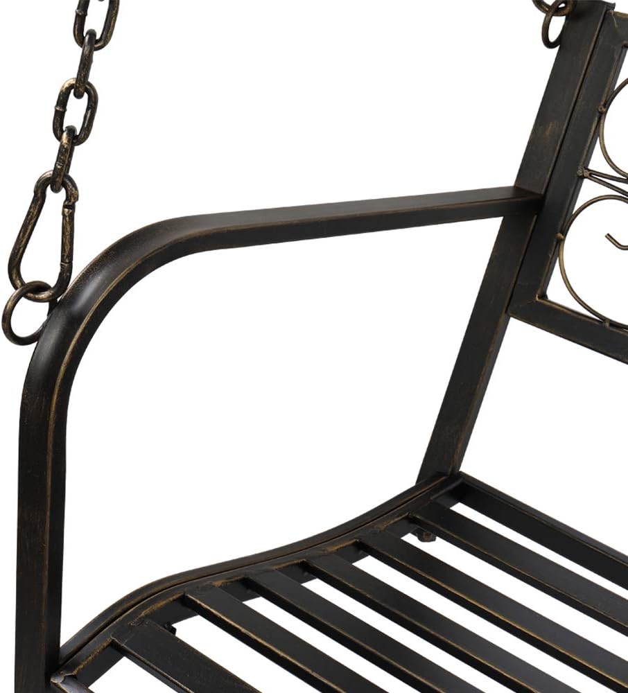 Porch Swing, 52inch Hanging Iron Bench for Patio, Porch, Gazebo, Deck, Heavy Duty 500lb Weight Capacity Swing Seat Black（Swing Frames not Included） 51.97