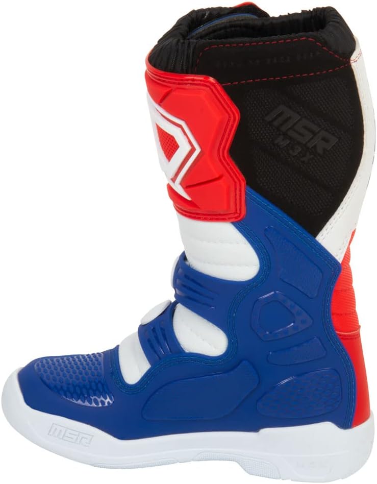 MSR Youth M3X Motocross Boots (2, Red/White/Blue)