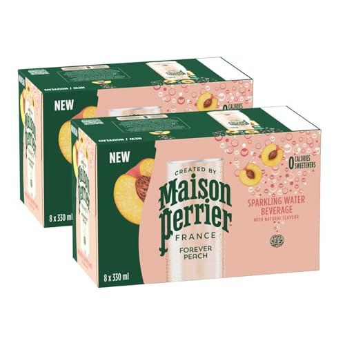 Generic Maison Perrier France Peach, Sparkling Water Beverage, Natural Peach Flavour, No Calories, No Sweeteners, No Sodium, Sourced & Bottled In France, 8 x 330ml/11.16 fl. oz (Shipped from Canada)