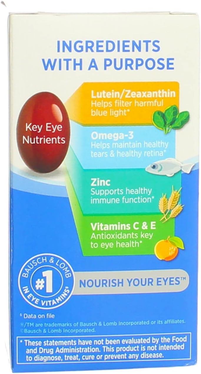 Bausch & Lomb Ocuvite Adult 50+ Eye Vitamin & Mineral Softgels 50 ea (Pack of 4)