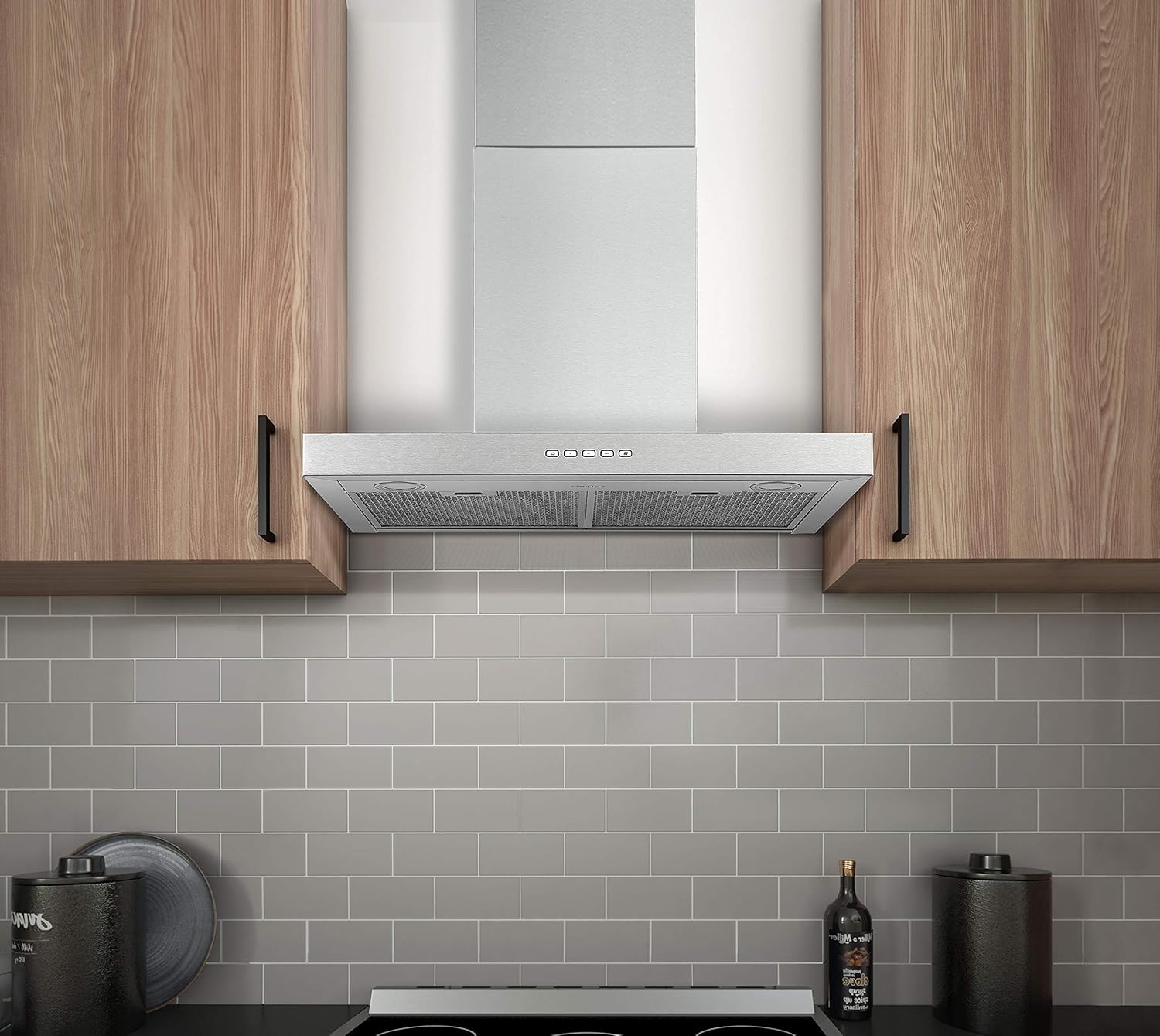 Ancona | 30” 600 CFM Wall-Mounted Convertible Rectangular Range Hood | LED Lights | Stainless Steel | AN-1123