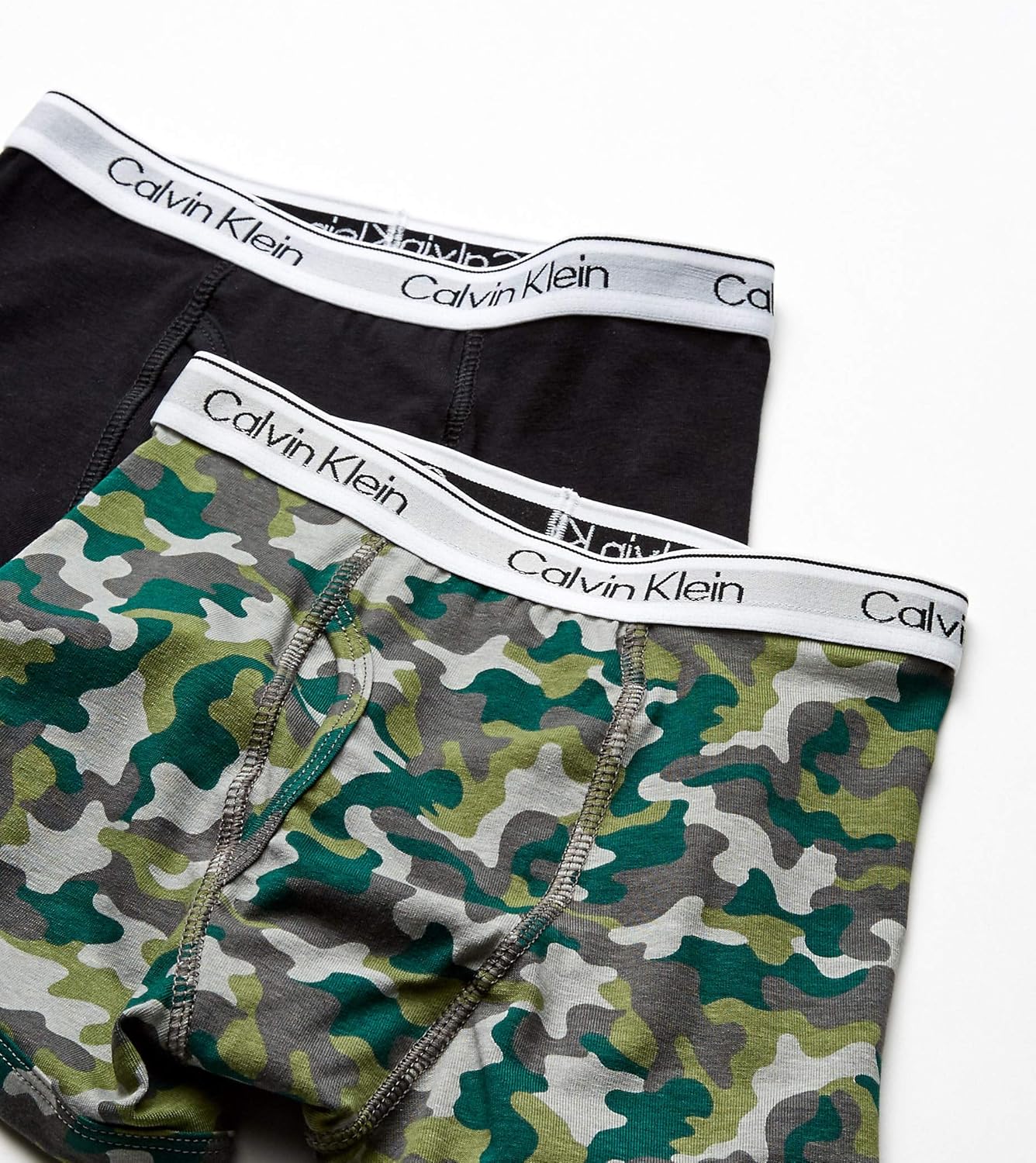 Calvin Klein Little Boy's Kids Modern Cotton Assorted Boxer Briefs Underwear, Multipack, Black/ Camo, Small (6/7)