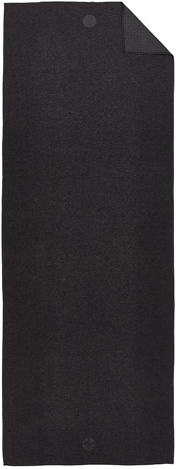 Manduka Yoga Towel for Mat Nonslip and Quick Dry for Hot Yoga with Rubber Bottom Grip Dots 72 Inch Long Onyx Thin and Lightweight (262023001)