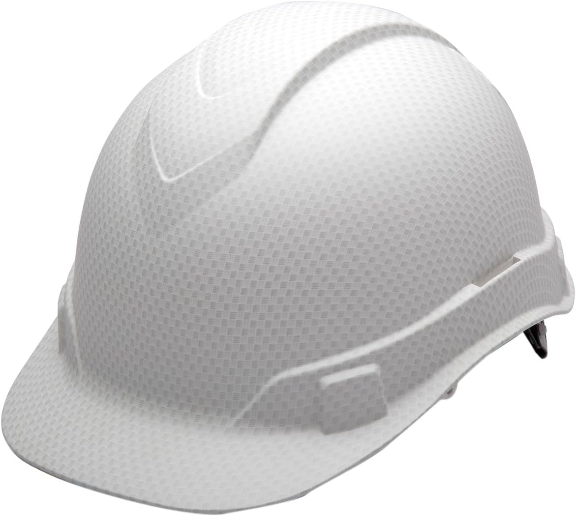 Pyramex Ridgeline Cap Style Hard Hat, 4-Point Ratchet Suspension, Matte White Graphite Pattern