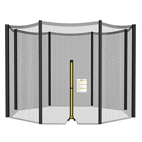 Trampoline 10/12 / 13 / 14Ft Replacement Safety Enclousure Net for 6/8 Straight Poles Round Frame Trampolines (Net Only)