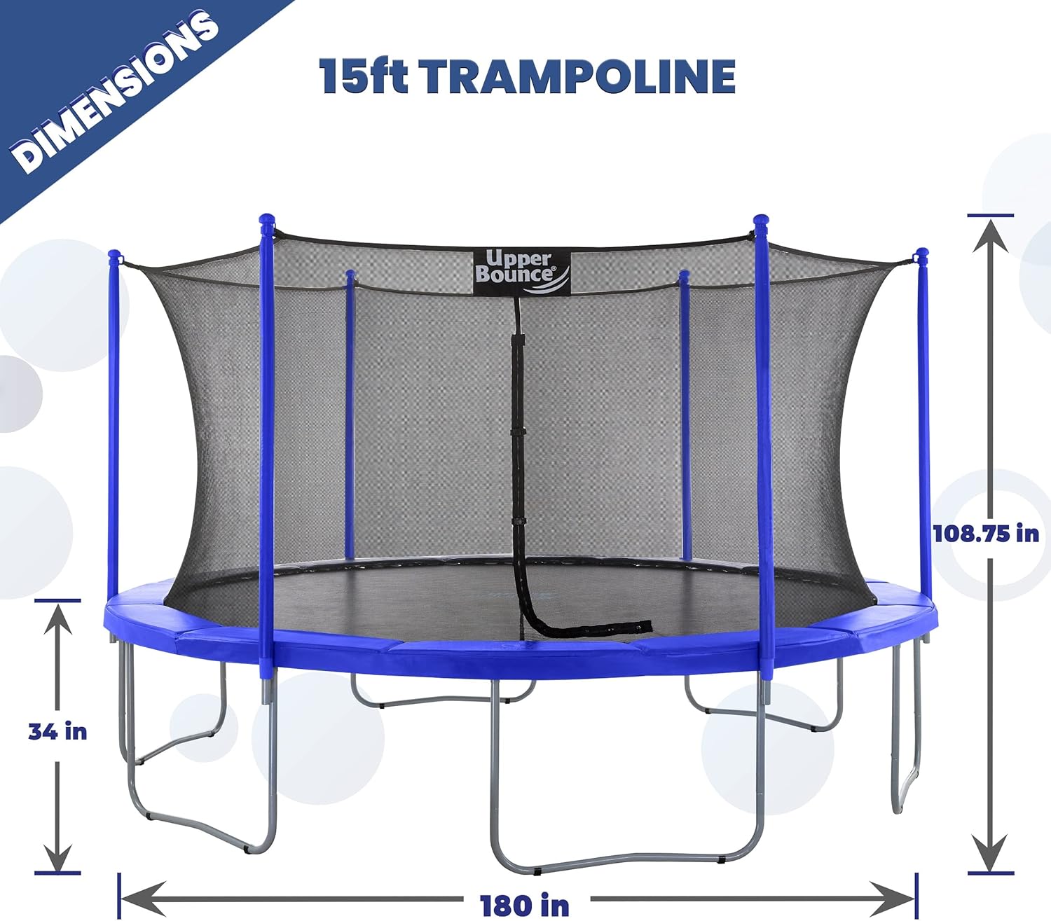 Machrus Upper Bounce Trampoline 7.5FT 9FT 10FT 12FT 14FT 15FT 16FT, Recreational Trampolines with Enclosure- ASTM Approved- Outdoor Trampoline for Kids and Adults with Safety Net and Spring Padding