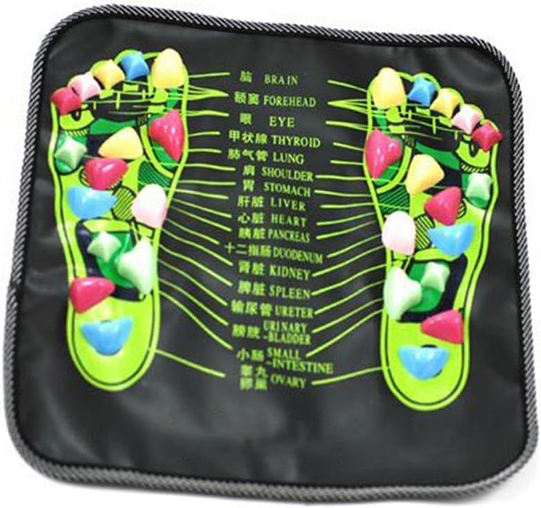 Reflexology Massage Mat Foot Stone Foot Leg Pain Walk Massager Mat Mat Pad Massager (Black)