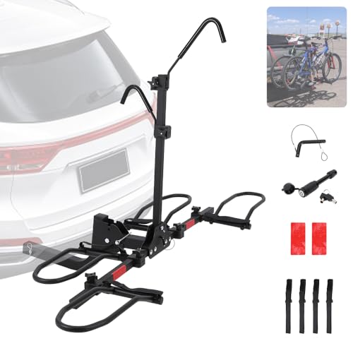 Electric Bike Rack Hitch, Foldable Quick Release Tilting 2 Ebike Rack Platform Carrier for Up to 5.5