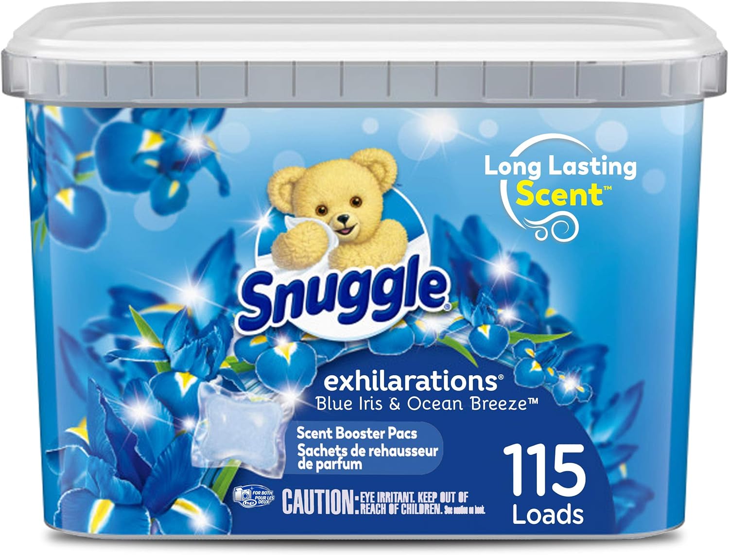 Snuggle Scent Boosters In-Wash Laundry Scent Pacs, Blue Iris Bliss & Ocean Breeze, 115 Count (Packaging may Vary)