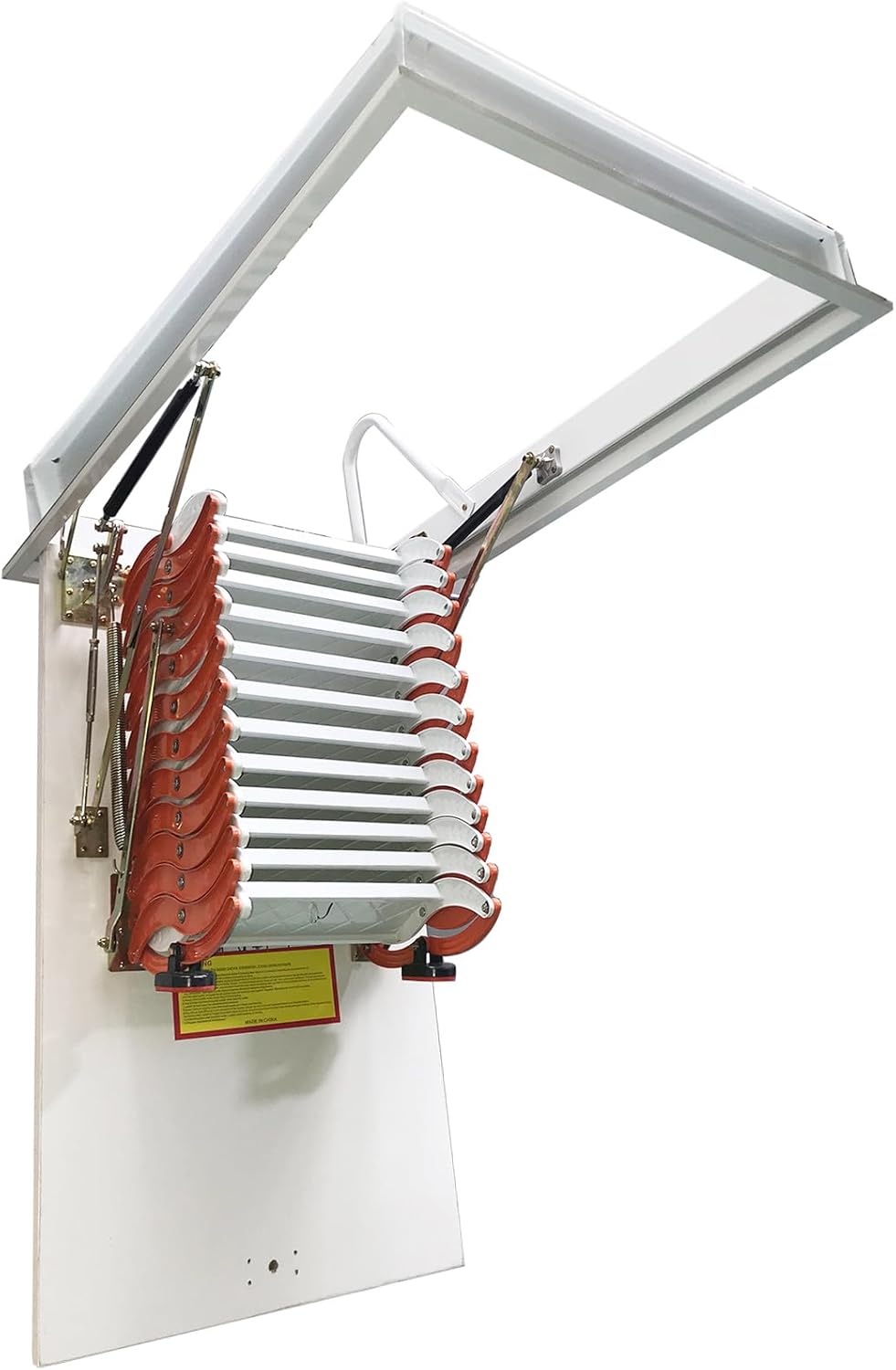 TECHTONGDA Attic Ceiling Ladder Pull Down Attic Stairs 9.8ft Retractable Loft Stairs 12 Steps Carbon Steel Foldable Attic Ladder 31.5 x 35.4 Inch Folding Ladder Stairs for Home, Loft & Garage Access