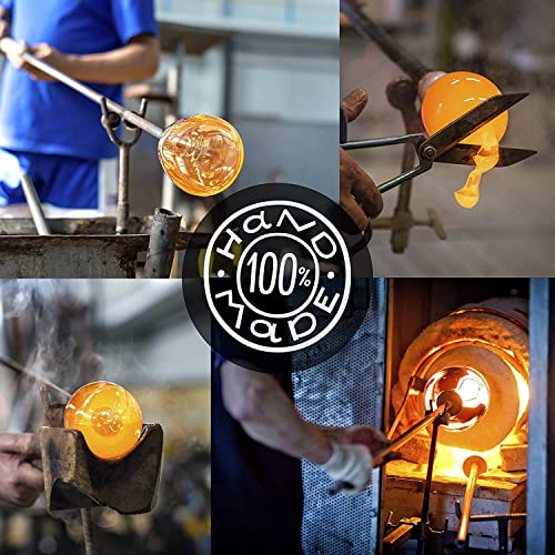 Hummingbird Feeder with Perch | Hand Blown Globe Glass in Green | 29 Fluid Ounces Humming Bird Nectar Capacity with Hanging Metal Wires and Ant Moat Hook