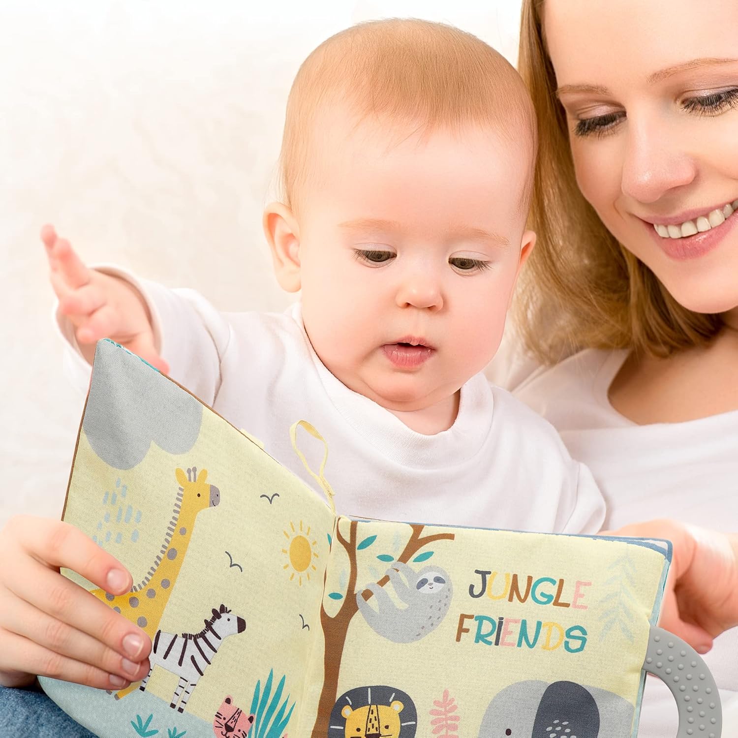 Lambs & Ivy Jungle Friends Developmental Soft Book & Elephant Plush Toy Gift Set